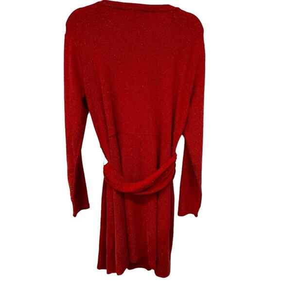 NWT Michael Kors Red Gold Glitter Dot LongSleeve Stretchy Dress Size Large - Picture 6 of 13